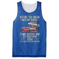 Before You Break Into My House Jesus Gun Rights On Back Mesh Reversible Basketball Jersey Tank