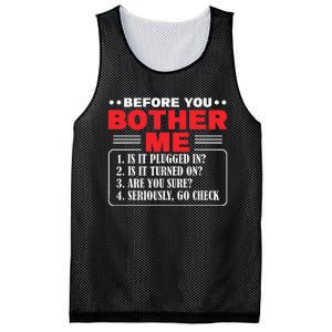 Before You Bother Me Is It Plugged In Computer Techs Mesh Reversible Basketball Jersey Tank