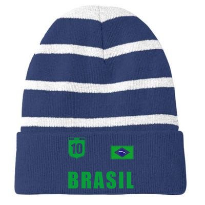 Brasil Yellow Brazil Striped Beanie with Solid Band