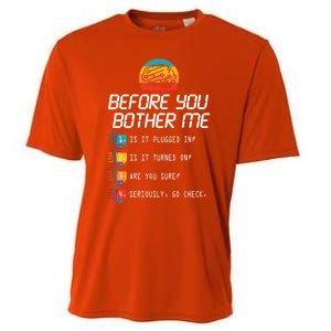 Before You Bother Me Funny Tech Support Cute Gift Techies Day Gift Cooling Performance Crew T-Shirt