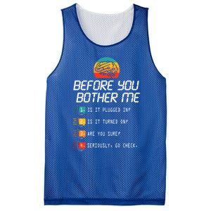 Before You Bother Me Funny Tech Support Cute Gift Techies Day Gift Mesh Reversible Basketball Jersey Tank