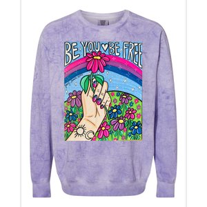 Be You Be Free Bisexual Pride Colorblast Crewneck Sweatshirt