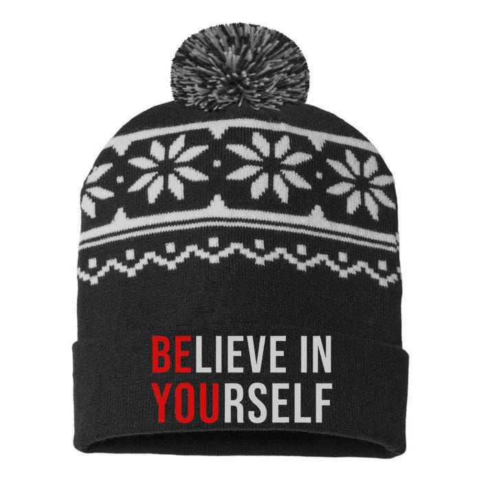 Be You Believe In Yourself Positive Quote Affirmation USA-Made Snowflake Beanie