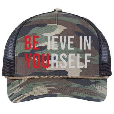 Be You Believe In Yourself Positive Quote Affirmation Retro Rope Trucker Hat Cap