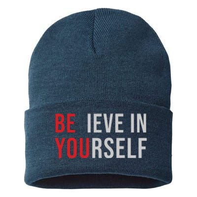 Be You Believe In Yourself Positive Quote Affirmation Sustainable Knit Beanie