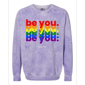 Be You Be Proud LGBTQ Pride Rainbow Lesbian Gay LGBT Ally Colorblast Crewneck Sweatshirt