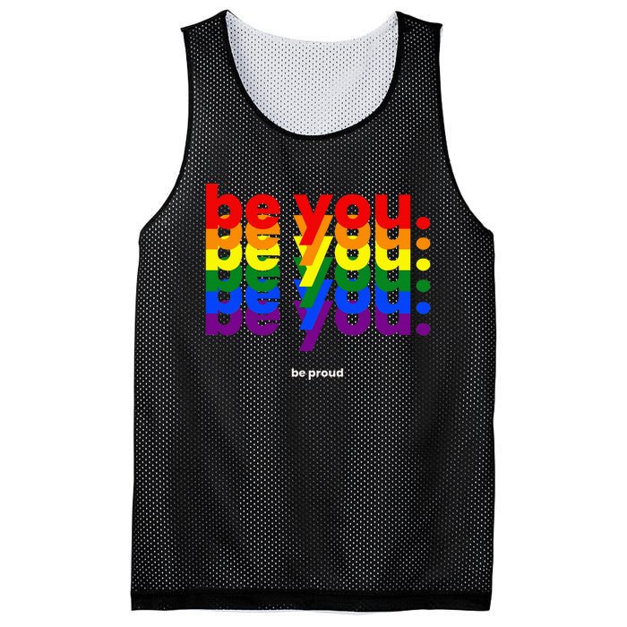 Be You Be Proud LGBTQ Pride Rainbow Lesbian Gay LGBT Ally Mesh Reversible Basketball Jersey Tank