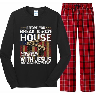 Before You Break Into My House Jesus Gun Owner Lover Long Sleeve Pajama Set