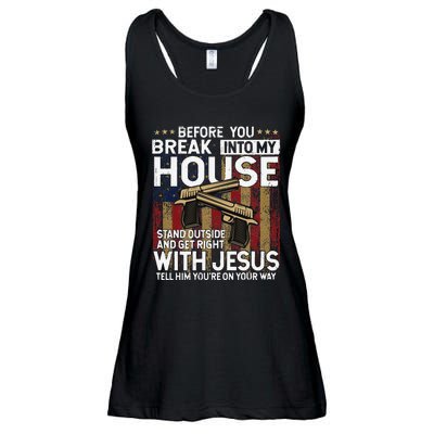 Before You Break Into My House Jesus Gun Owner Lover Ladies Essential Flowy Tank