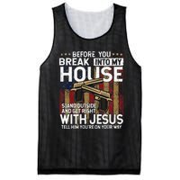 Before You Break Into My House Jesus Gun Owner Lover Mesh Reversible Basketball Jersey Tank