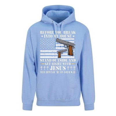 Before You Break Into My House Jesus Gift Gun Owner Lover Unisex Surf Hoodie