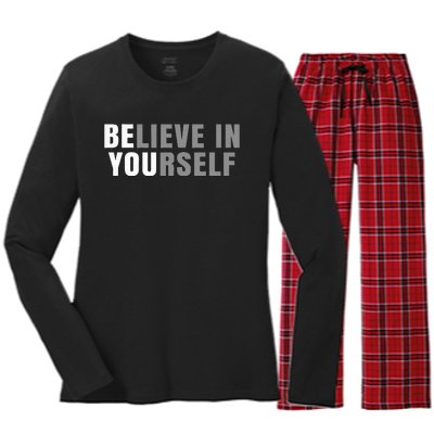 Be You Believe In Yourself Positive Message Quotes Sayings Women's Long Sleeve Flannel Pajama Set 