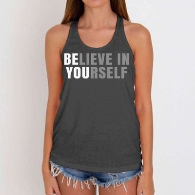 Be You Believe In Yourself Positive Message Quotes Sayings Women's Knotted Racerback Tank