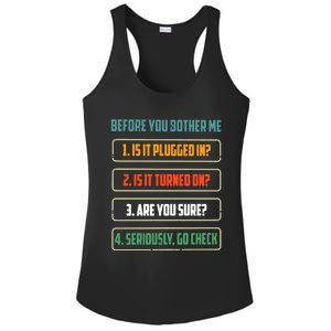 Before You Bother Me Funny Tech Support Checklist Gift Ladies PosiCharge Competitor Racerback Tank