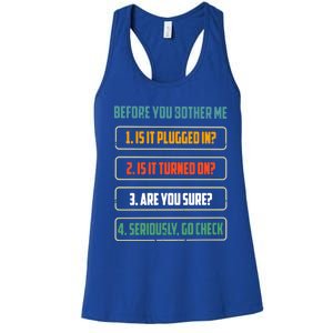 Before You Bother Me Funny Tech Support Checklist Gift Women's Racerback Tank