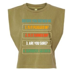 Before You Bother Me Funny Tech Support Checklist Gift Garment-Dyed Women's Muscle Tee