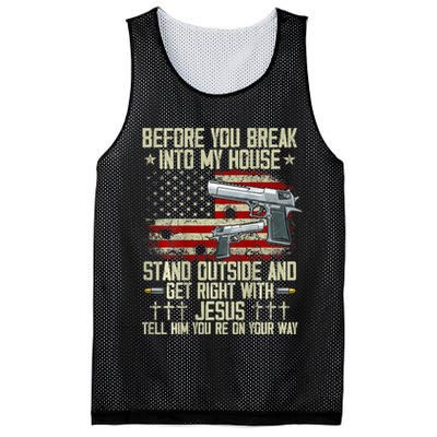 Before You Break Into My House Jesus Gun Rights On Back Mesh Reversible Basketball Jersey Tank