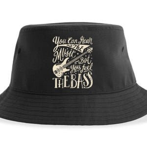 Bassist You Can Hear The Music But You Feel The Bass Guitar Sustainable Bucket Hat