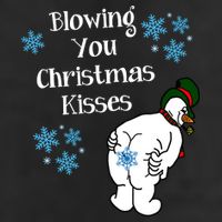 Blowing You Christmas Kisses Funny Snowman 7 Panel Mesh Trucker Snapback Hat