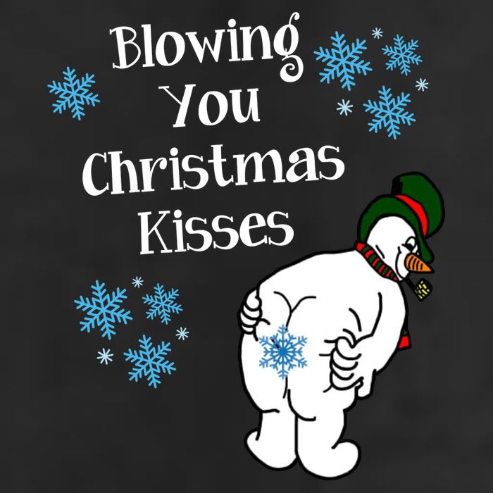 Blowing You Christmas Kisses Funny Snowman 7 Panel Mesh Trucker Snapback Hat