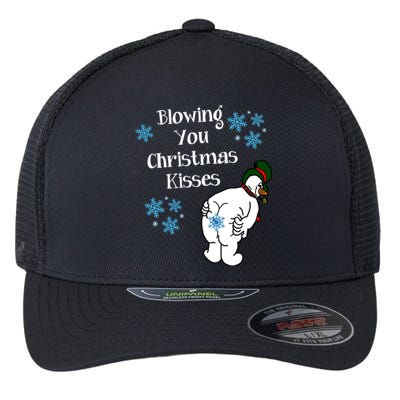 Blowing You Christmas Kisses Funny Snowman Flexfit Unipanel Trucker Cap