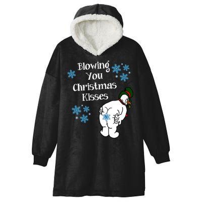Blowing You Christmas Kisses Funny Snowman Hooded Wearable Blanket