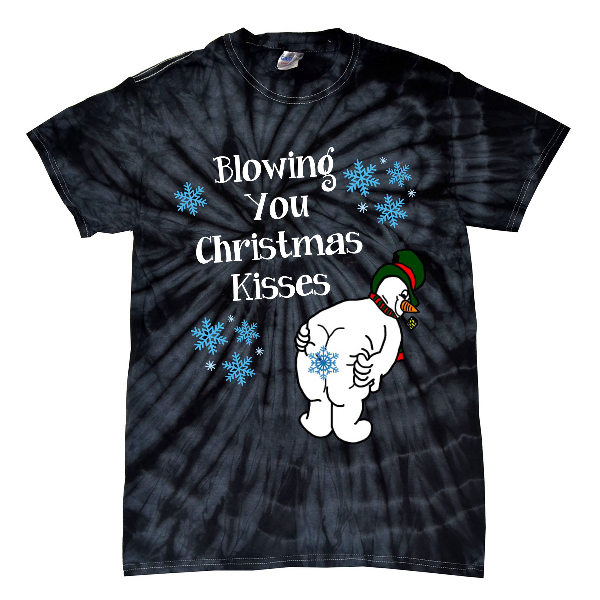 Blowing You Christmas Kisses Funny Snowman Tie-Dye T-Shirt