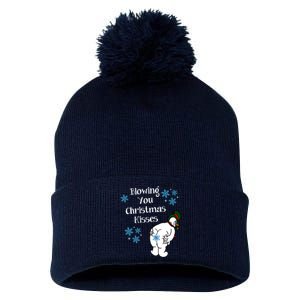 Blowing You Christmas Kisses Funny Snowman Pom Pom 12in Knit Beanie