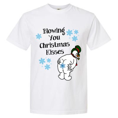 Blowing You Christmas Kisses Funny Snowman Garment-Dyed Heavyweight T-Shirt