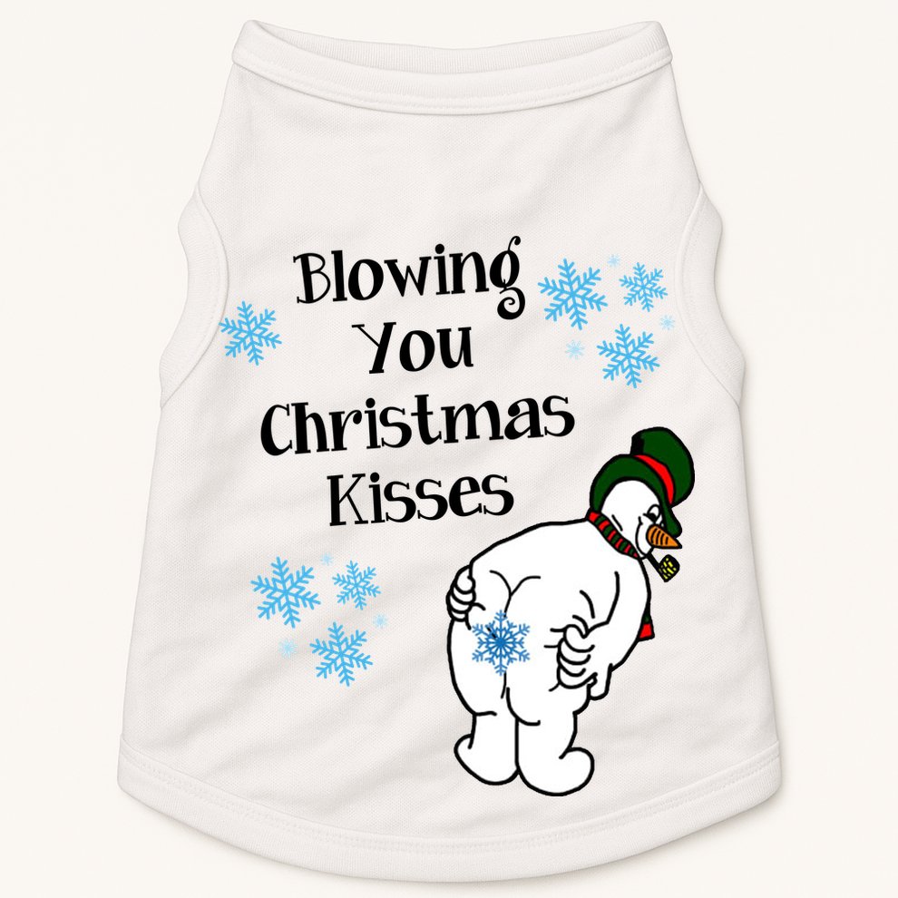 Blowing You Christmas Kisses Funny Snowman Doggie Tank