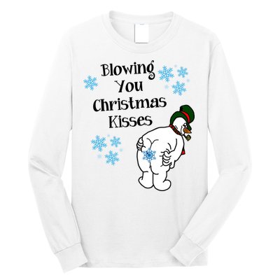 Blowing You Christmas Kisses Funny Snowman Long Sleeve Shirt