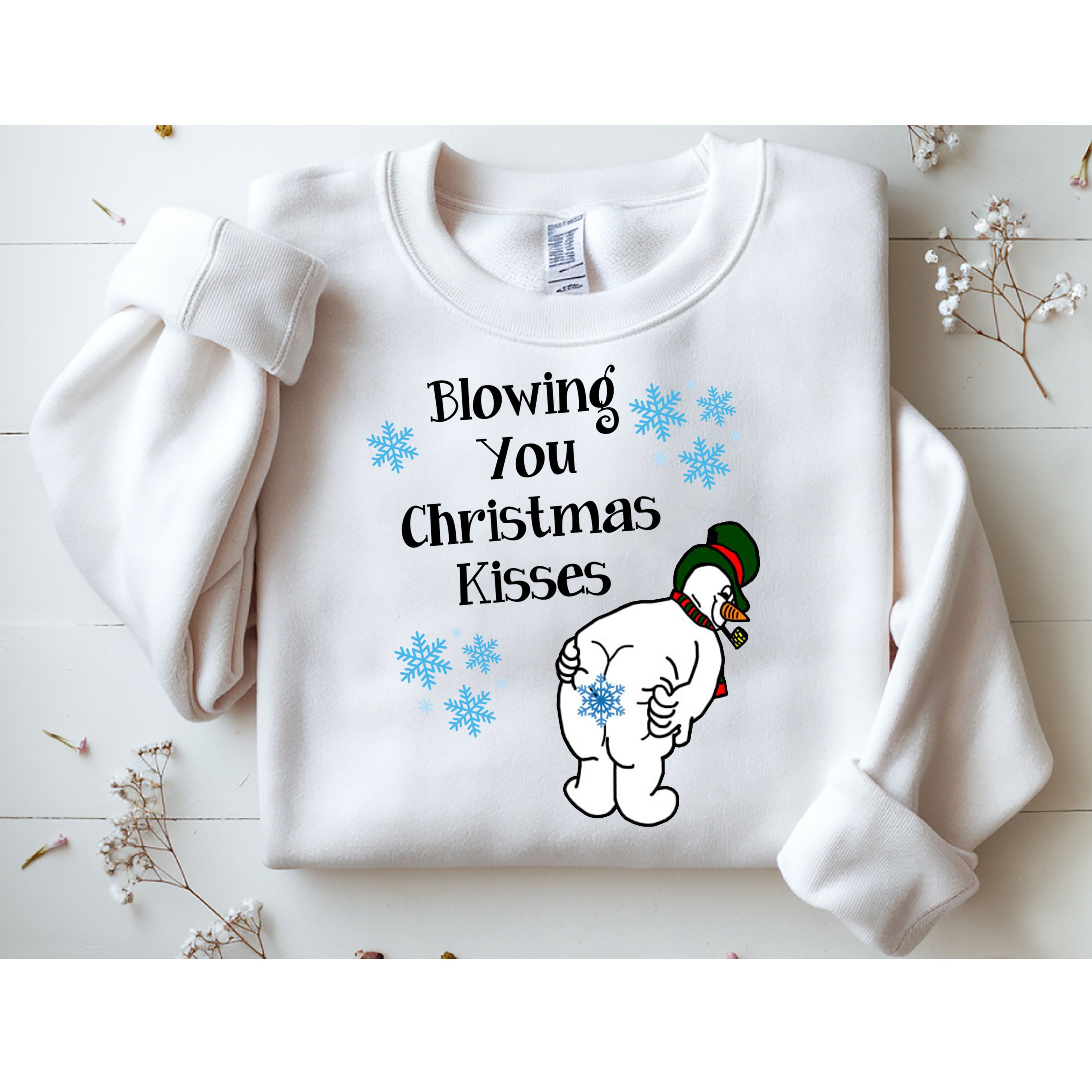 Blowing You Christmas Kisses Funny Snowman Sweatshirt