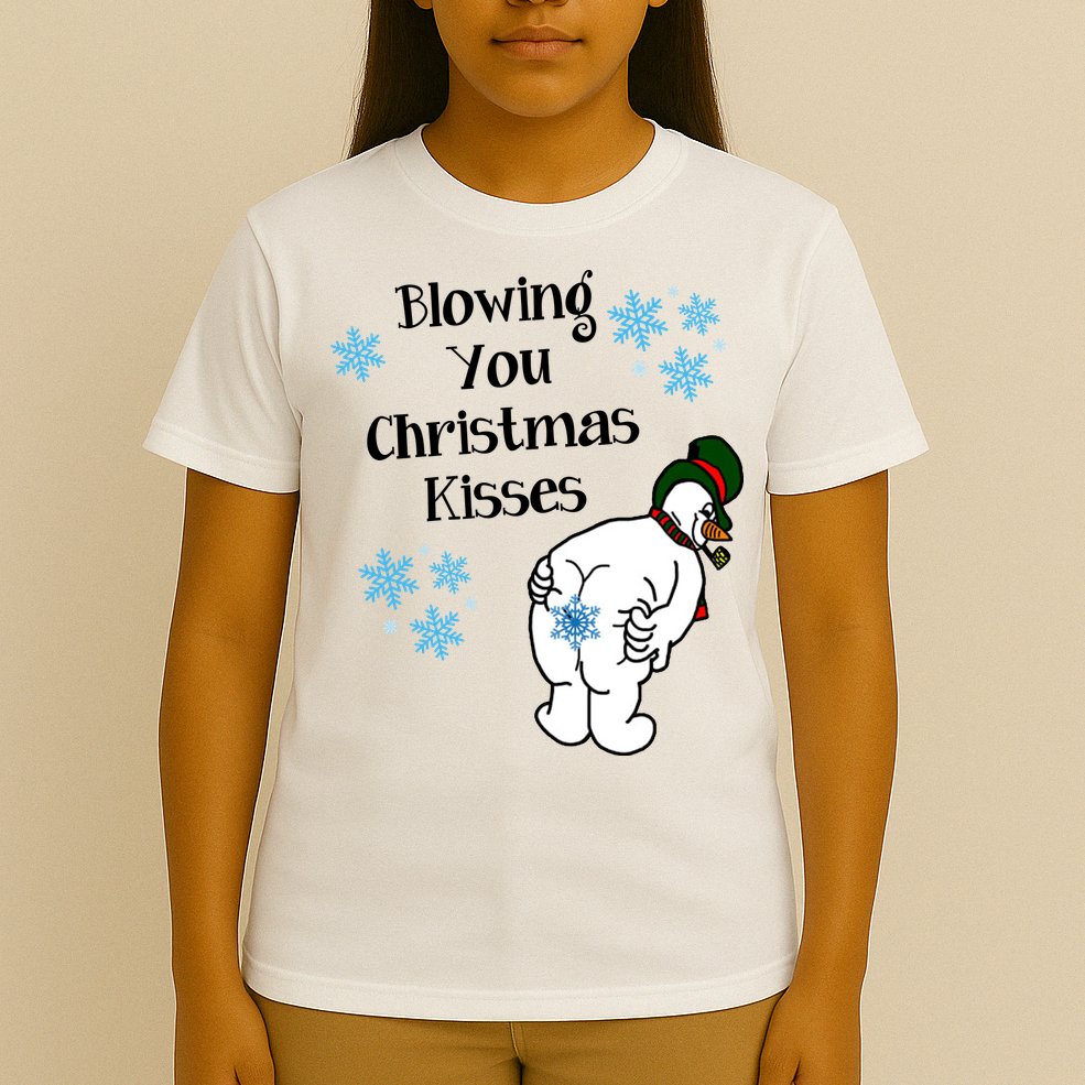 Blowing You Christmas Kisses Funny Snowman T-Shirt