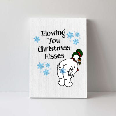 Blowing You Christmas Kisses Funny Snowman Canvas