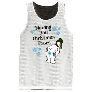 Blowing You Christmas Kisses Funny Snowman Mesh Reversible Basketball Jersey Tank