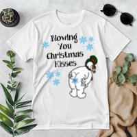 Blowing You Christmas Kisses Funny Snowman Premium T-Shirt