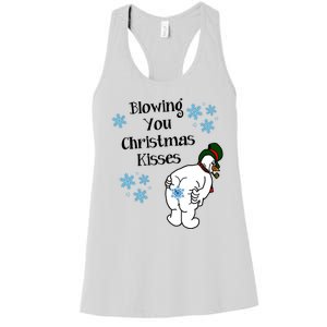 Blowing You Christmas Kisses Funny Snowman Women's Racerback Tank