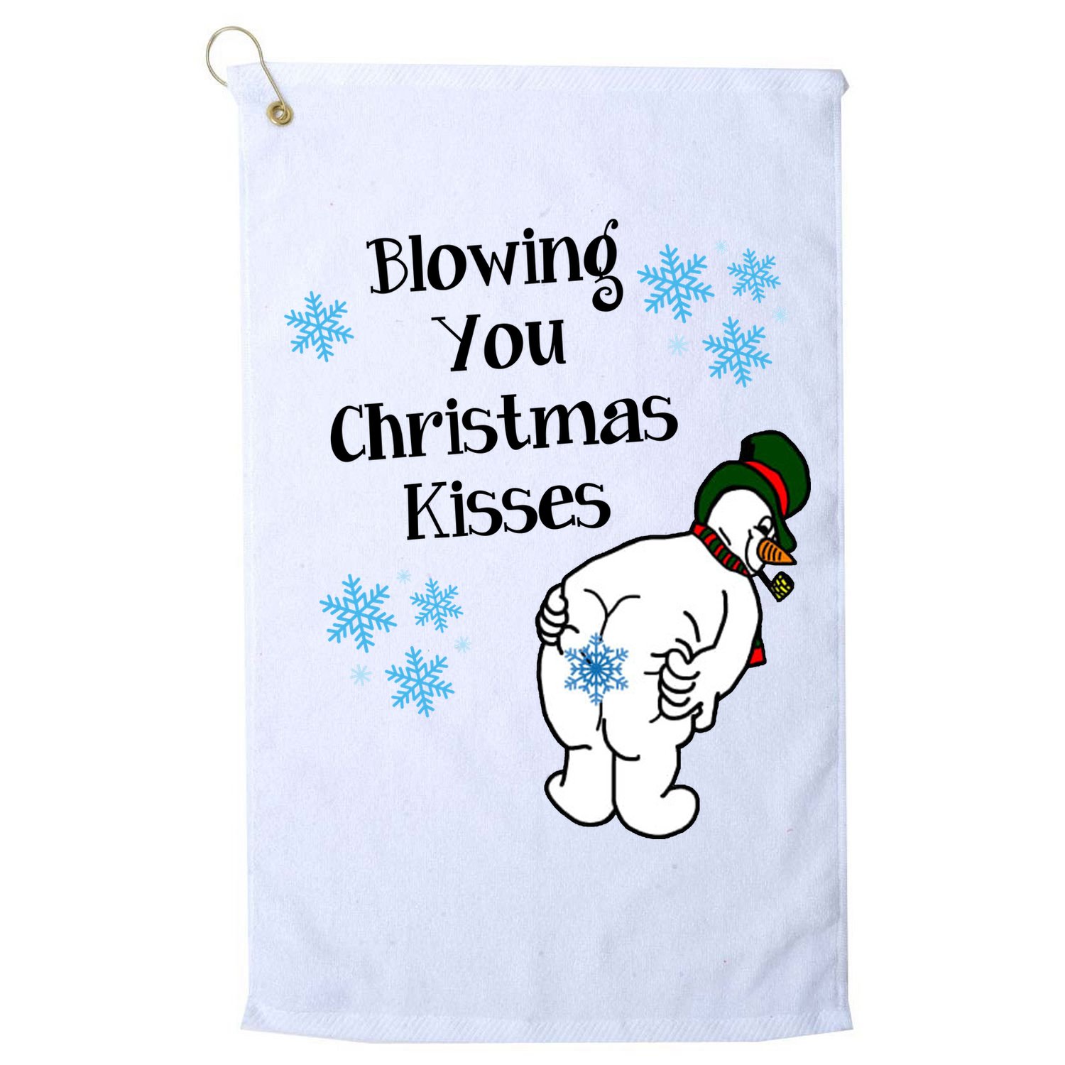 Blowing You Christmas Kisses Funny Snowman Golf Towel