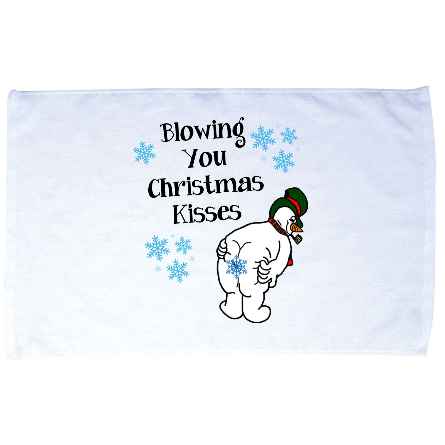 Blowing You Christmas Kisses Funny Snowman Microfiber Hand Towel