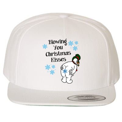 Blowing You Christmas Kisses Funny Snowman Wool Snapback Cap