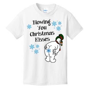 Blowing You Christmas Kisses Funny Snowman Kids T-Shirt