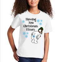 Blowing You Christmas Kisses Funny Snowman Kids T-Shirt