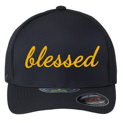 Blessed Yellow Christian Flexfit Unipanel Trucker Cap