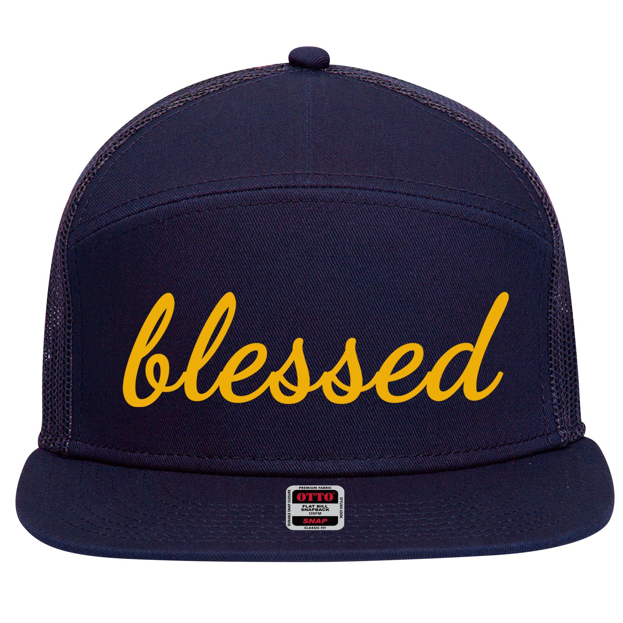 Blessed Yellow Christian 7 Panel Mesh Trucker Snapback Hat