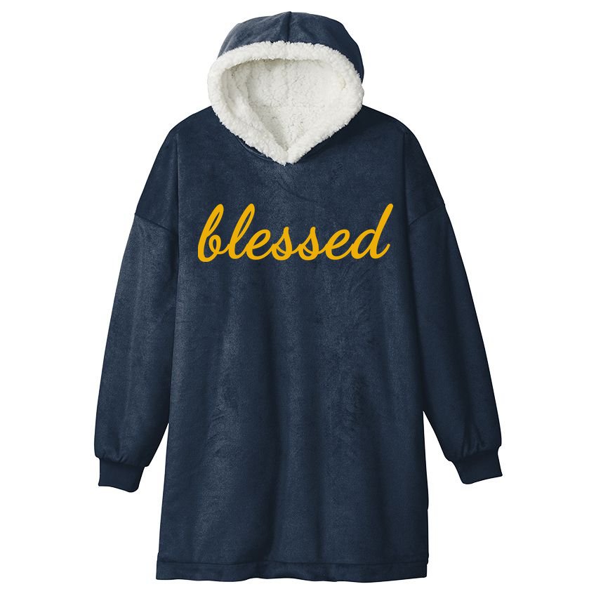 Blessed Yellow Christian Hooded Wearable Blanket