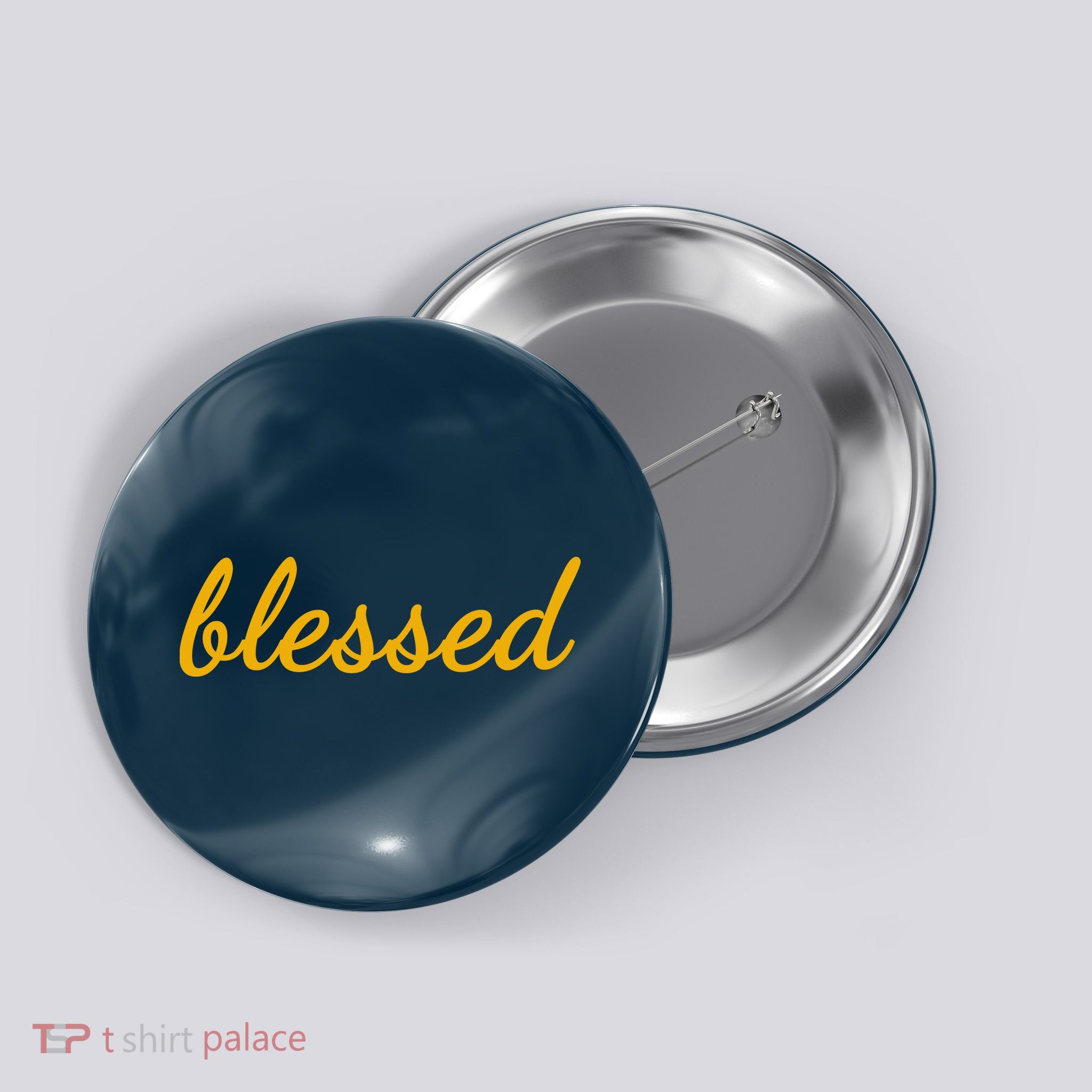 Blessed Yellow Christian Button