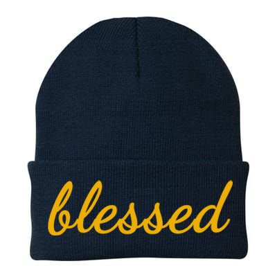 Blessed Yellow Christian Knit Cap Winter Beanie