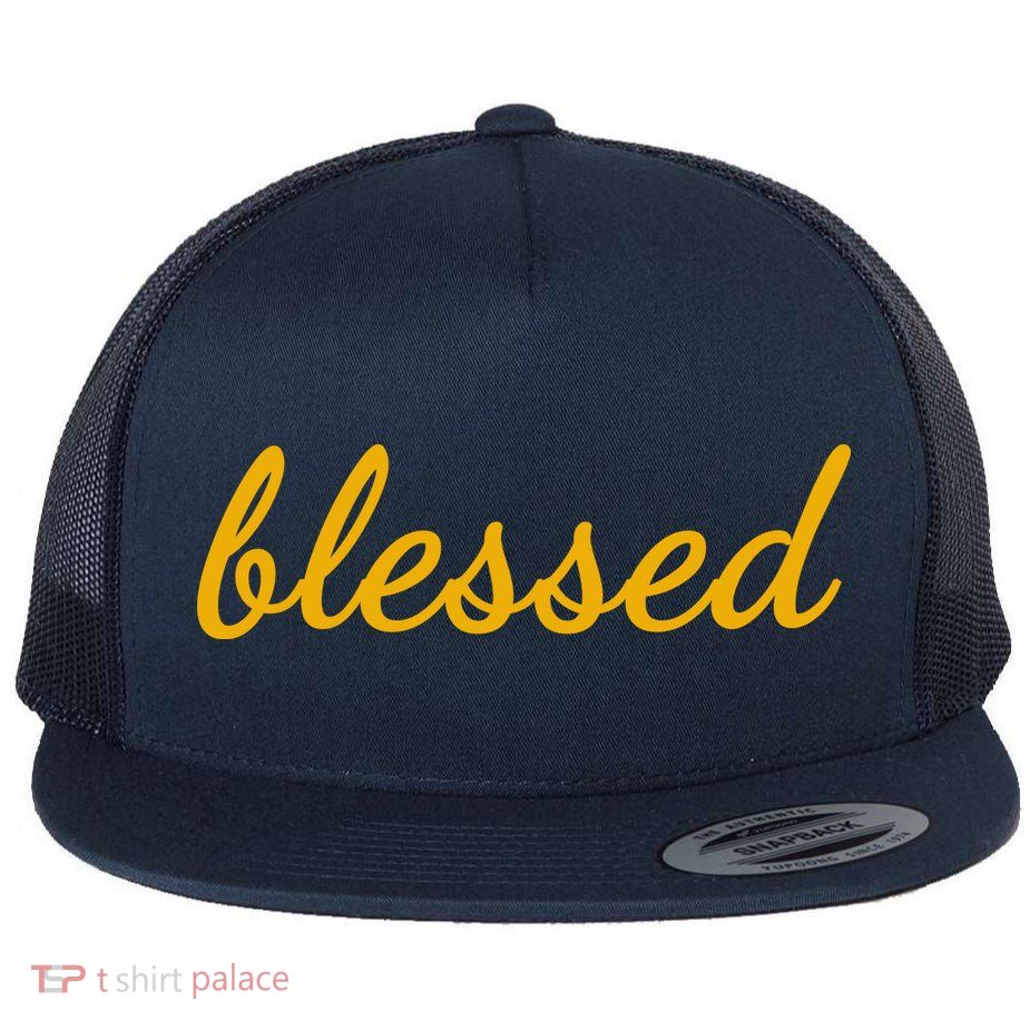 Blessed Yellow Christian Flat Bill Trucker Hat