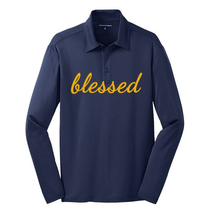 Blessed Yellow Christian Silk Touch Performance Long Sleeve Polo