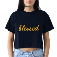 Blessed Yellow Christian Women's Crop Top Tee